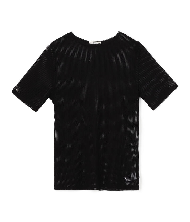 シアーストライプ ハーフスリーブトップス シアーストライプ ハーフスリーブトップス