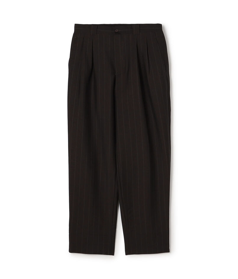 ウールモヘア バレルシルエット2プリーツ スラックス