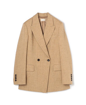 リネンストライプ ピークドラペル ダブルブレステッドジャケット