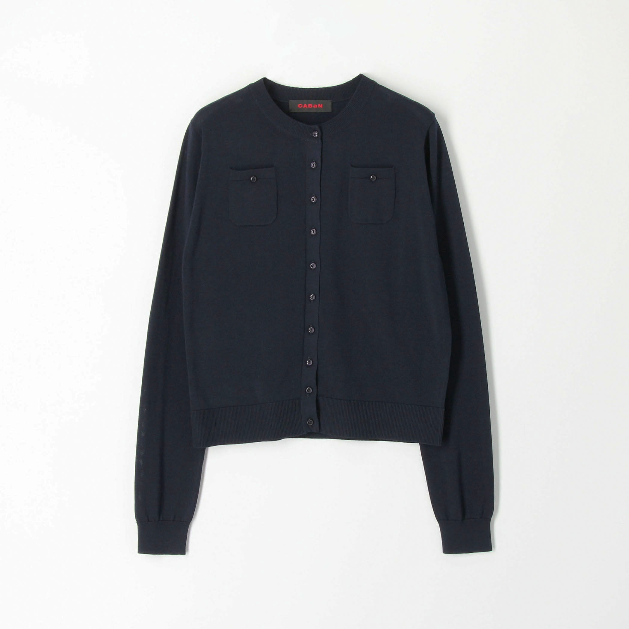 □□□CABaN コットン ロングスリーブポケットカーディガン