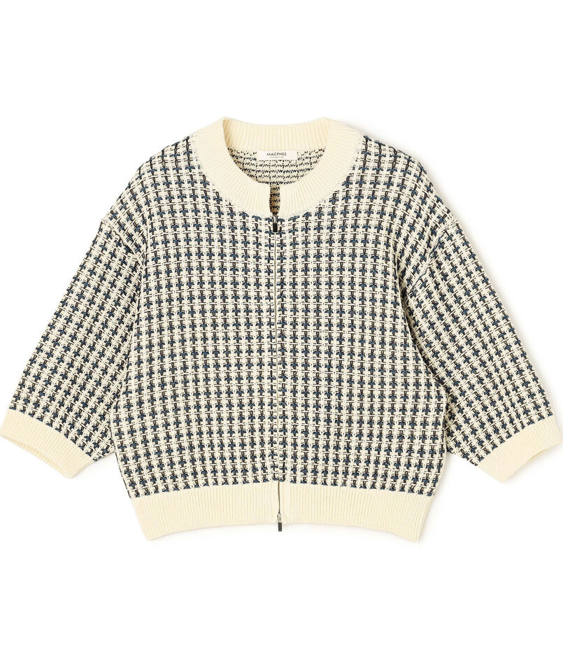 ギマコットンチェック ジップアップカーディガン