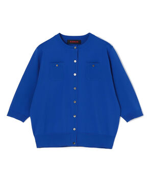 ファインポリエステル ハーフスリーブポケットカーディガン