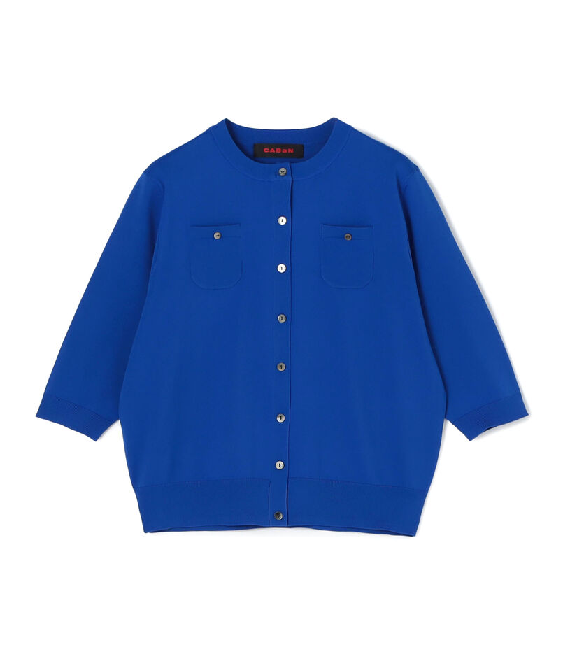 ファインポリエステル ハーフスリーブポケットカーディガン