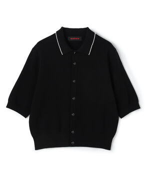 コットンカシミヤ パールポロカーディガン