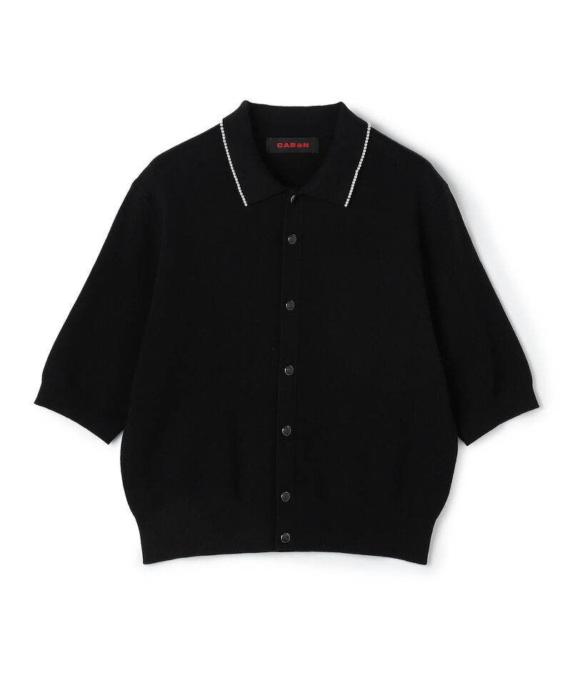 コットンカシミヤ パールポロカーディガン