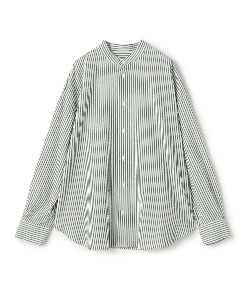 ソフトストライプ スタンドカラーシャツ