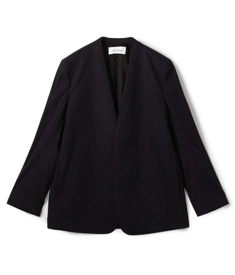 ■リネンストレッチ ノーカラージャケット