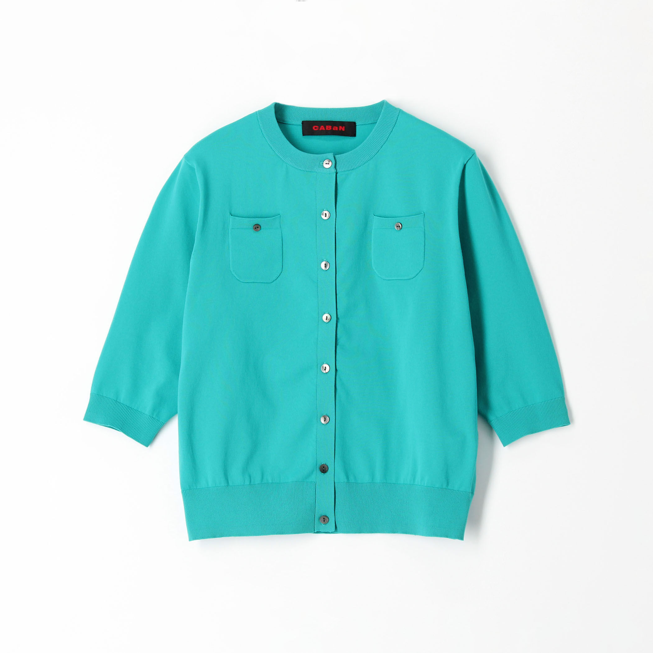 ファインポリエステル ハーフスリーブポケットカーディガン