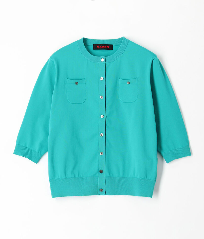 ファインポリエステル ハーフスリーブポケットカーディガン