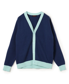 CABaN コットンカシミヤ バイカラーVネックカーディガン