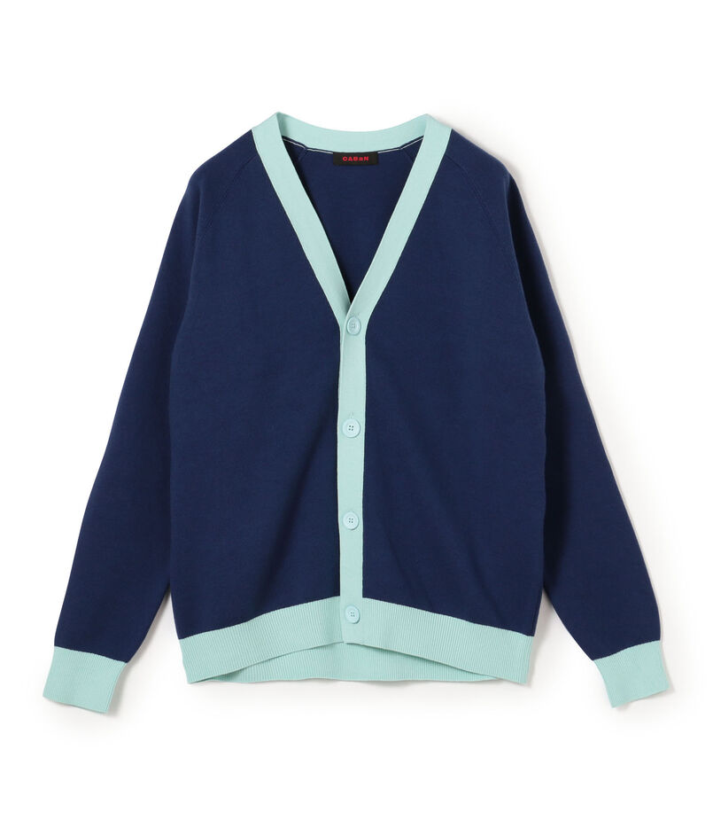 CABaN コットンカシミヤ バイカラーVネックカーディガン