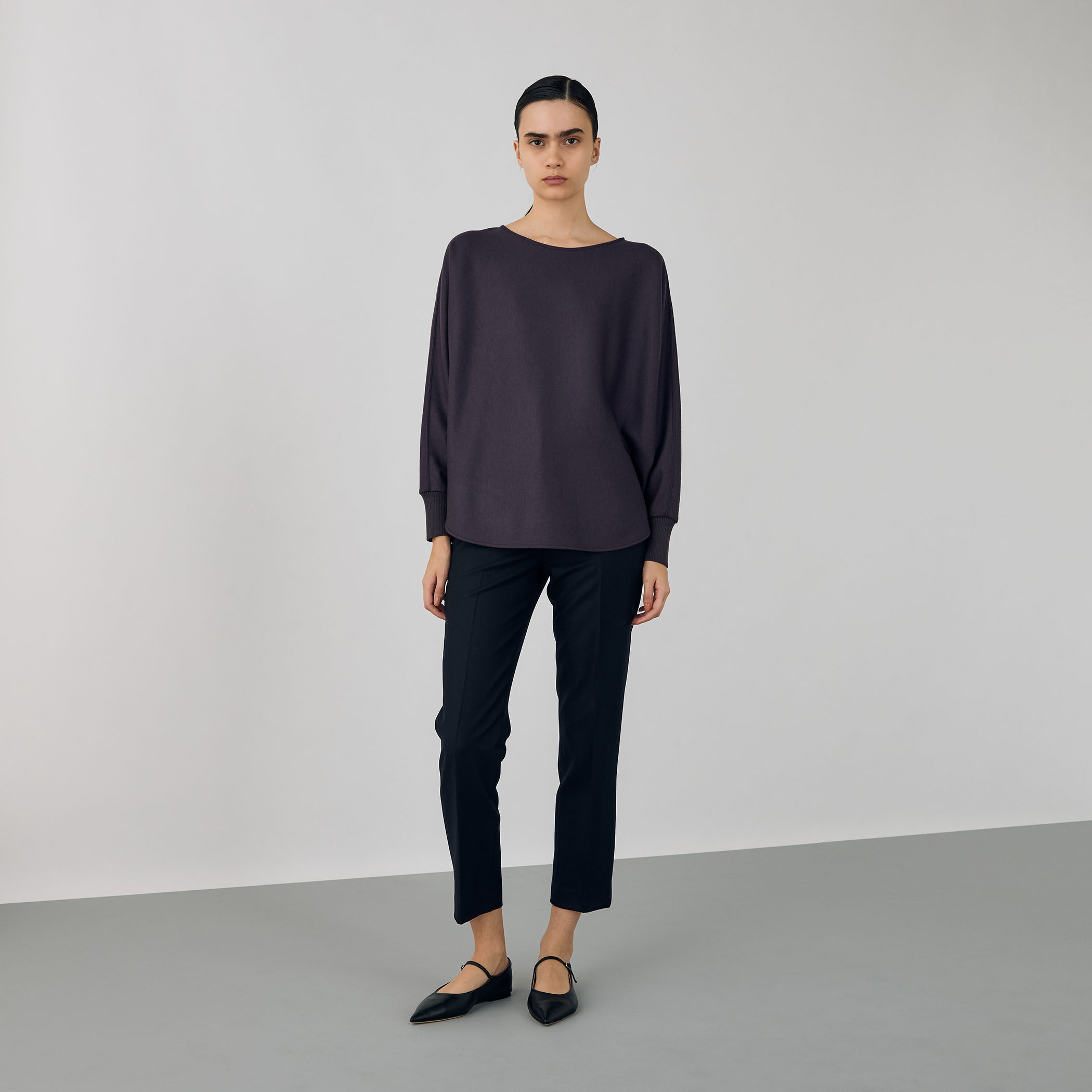 【値下げ】DES PRES 24AW ニットコンビネーション ボートネックプルオーバー ロングスリーブカットソー 22034403214 グレー サイズ：free (EC) 一部WEB先行予約】ニットコンビネーション ボートネックプル