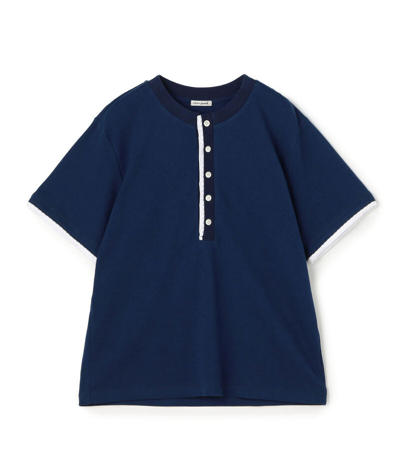 コットンレイヤードヘンリーTシャツ