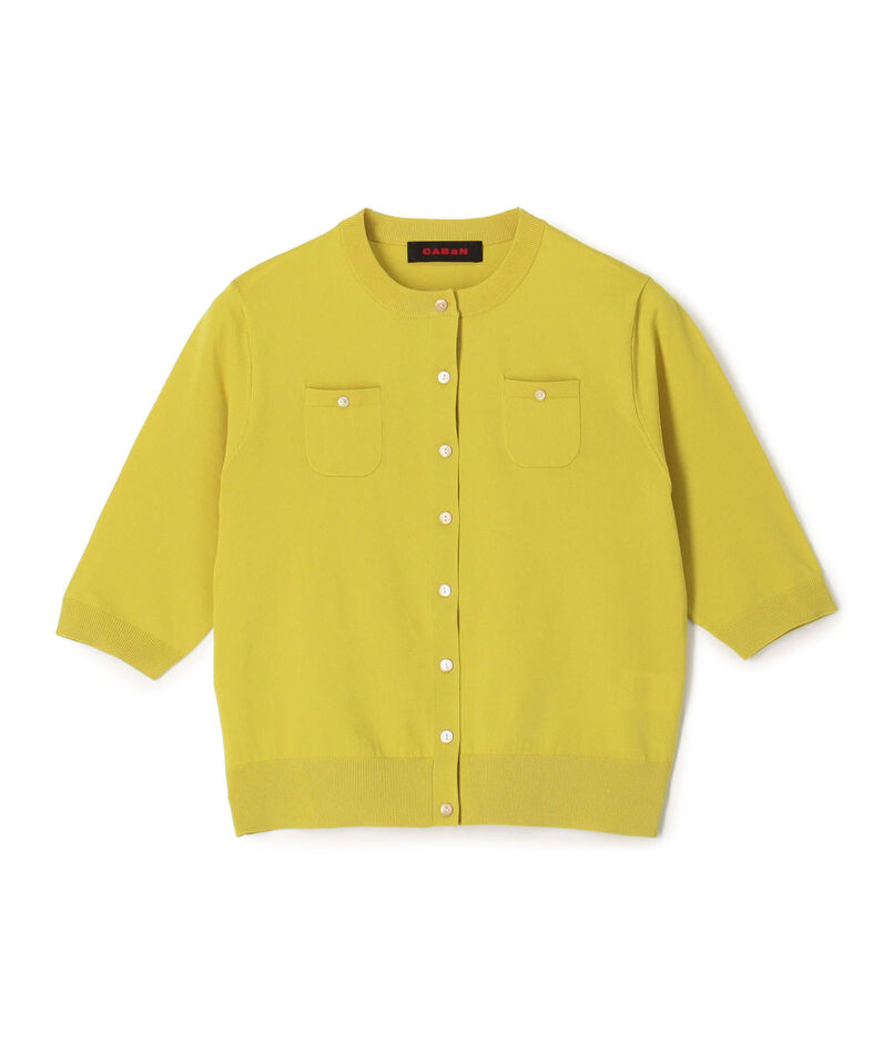 CABaN ファインポリエステル ハーフスリーブポケットカーディガン  