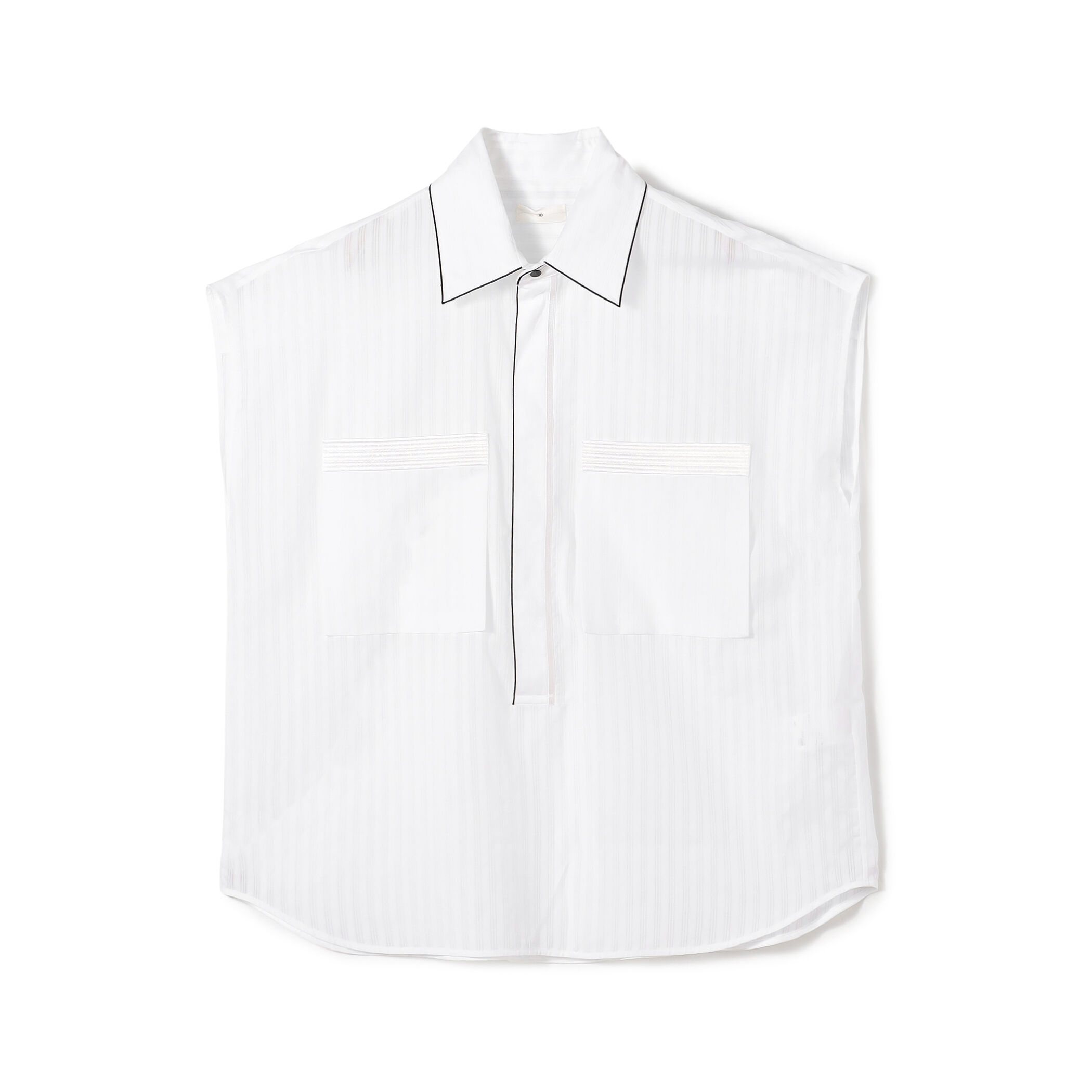 モリモト 　MARK&LONA ノースリーブシャツ ホワイト　ブラック２点 コットンシャドーストライプ ノースリーブシャツ｜トゥモローランド