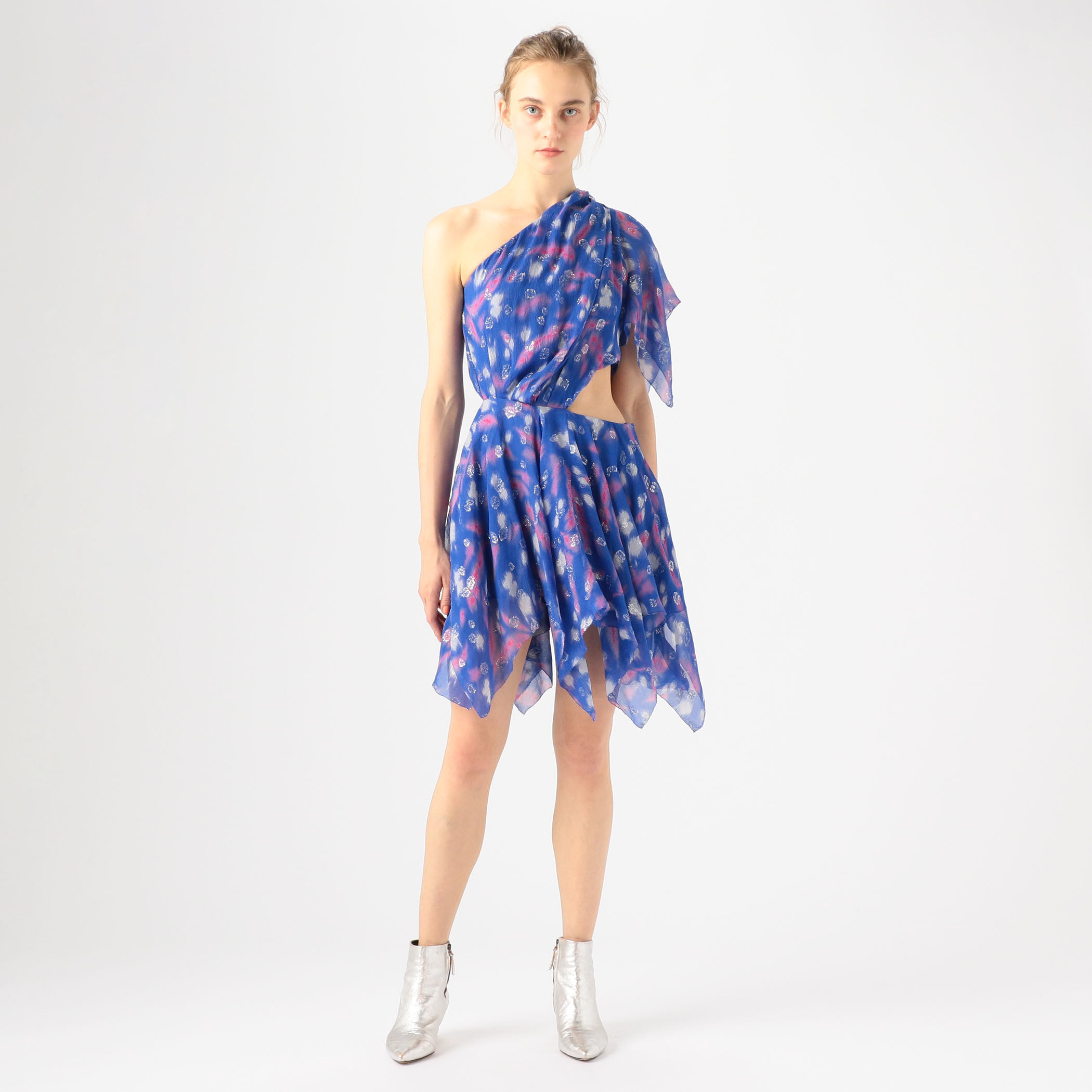 ISABEL MARANT レロニアアシンメトリックヘムミディドレス ISABEL MARANT NOLIAZE シルクポリエステル アシンメトリック