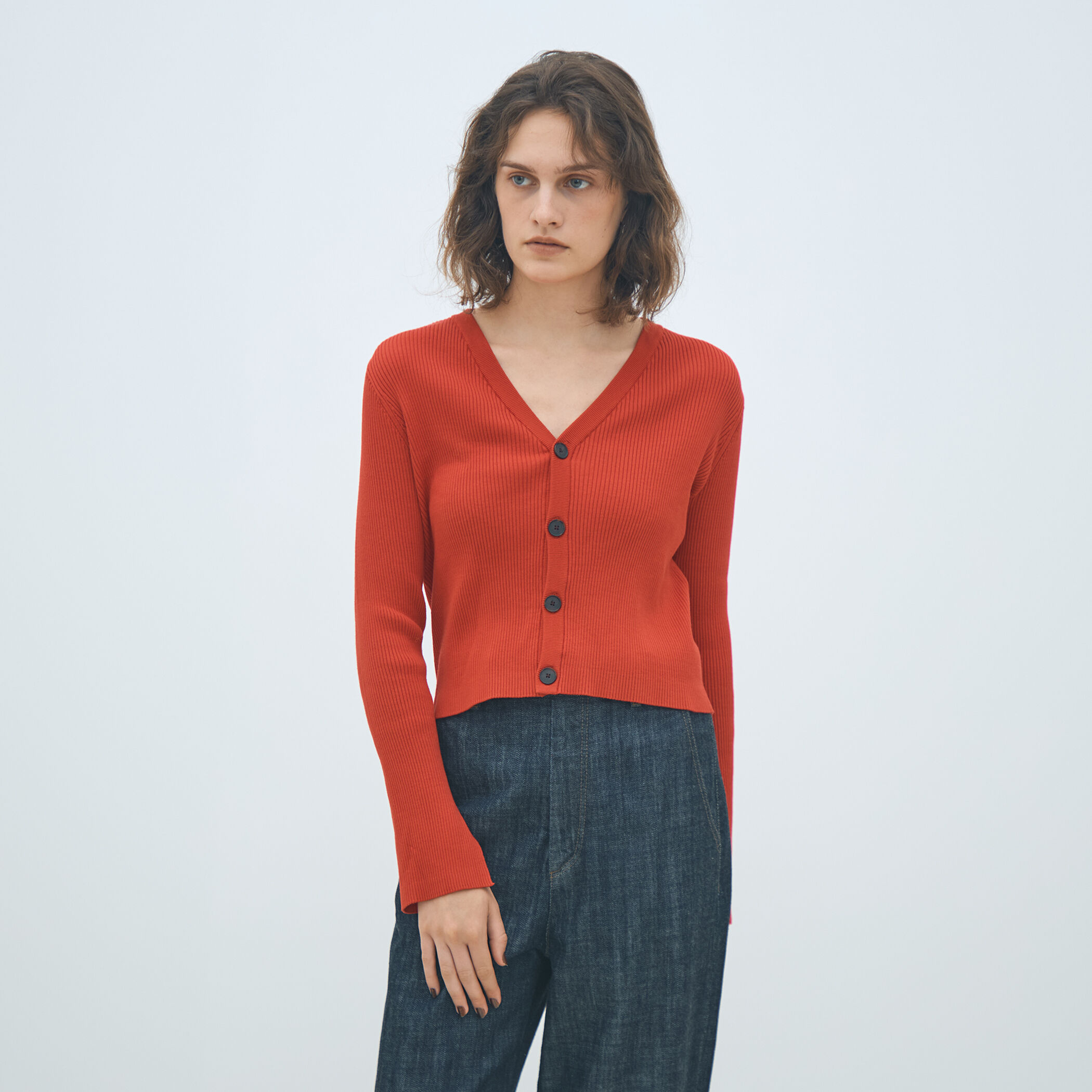 コットンリブ Vネックカーディガン｜トゥモローランド 公式通販