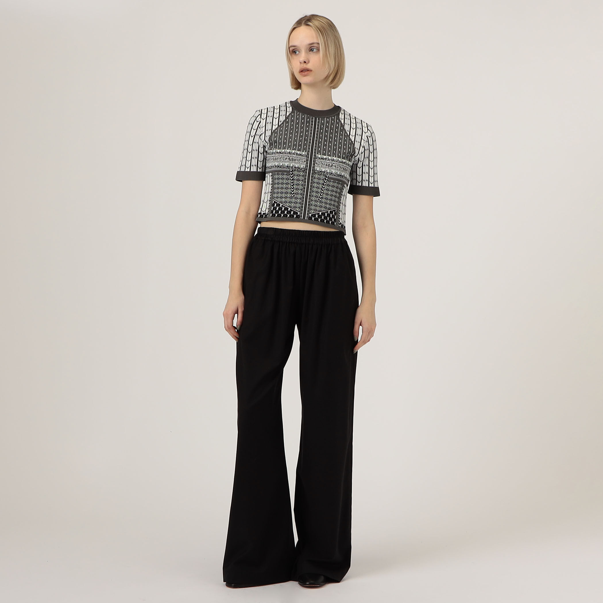 タイムセール 半額 Mame Top Knitted Pattern Geometric Kurogouchi トップス