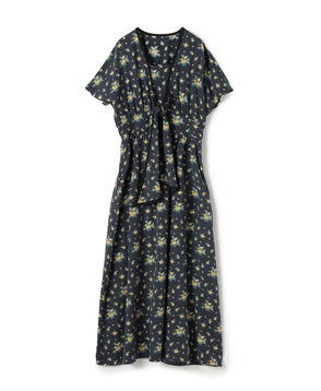 レーヨンプリント フロントノットワンピース