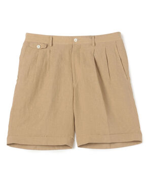 80リネン 2プリーツバミューダショーツ