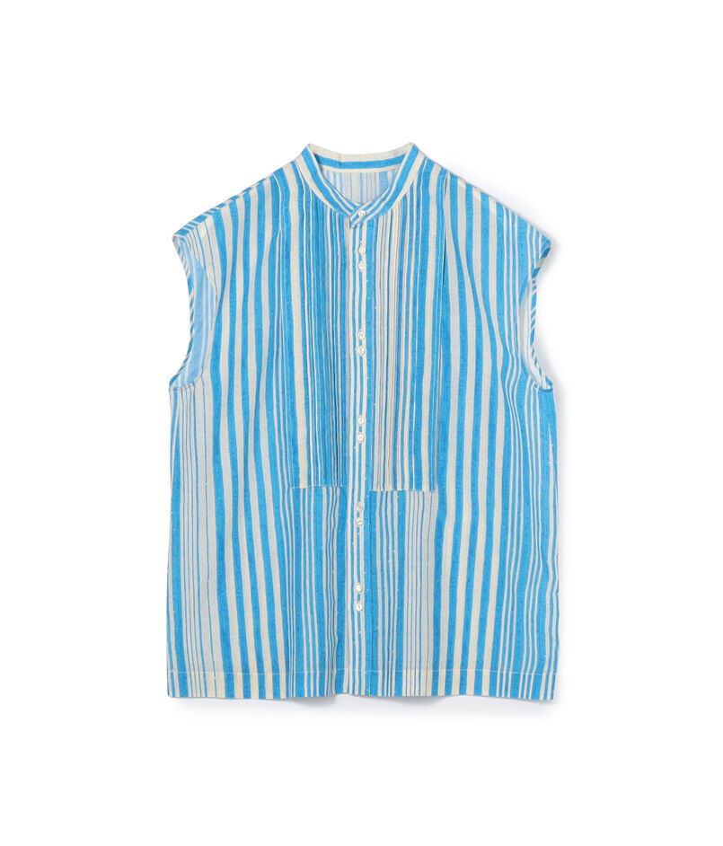 コットンシルクプリント ピンタックブラウス