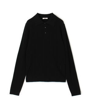 コットンカシミヤ ロングスリーブ ニットポロ