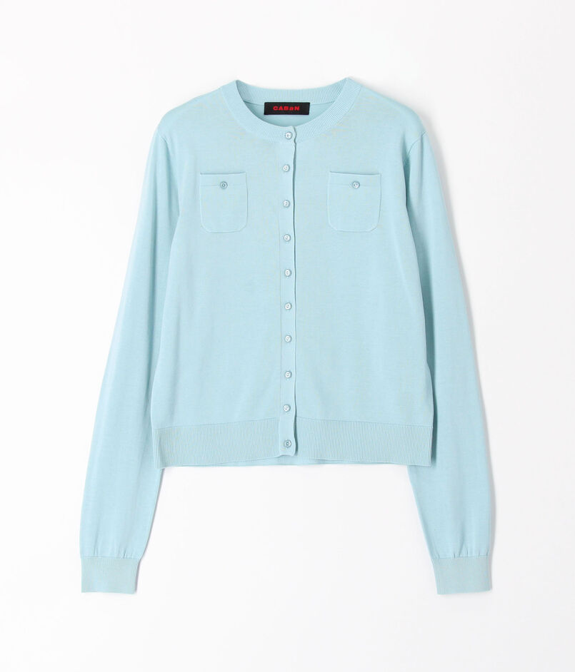 ■コットン ロングスリーブポケットカーディガン