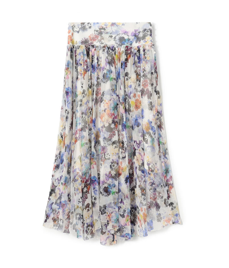 ブルームスケーププリント ギャザーマキシスカート