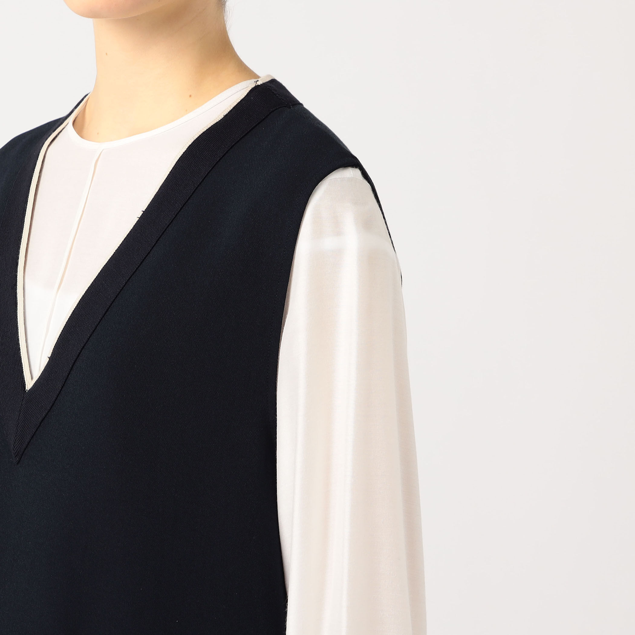 Ballsey トゥモローランド　ニットコンビポンチ ワンピース(ネイビー) Ballsey トゥモローランド ニットコンビポンチ ワンピース(ネイビー)
