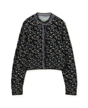 Mame Kurogouchi Floral Motif Glitter Knit Cardigan