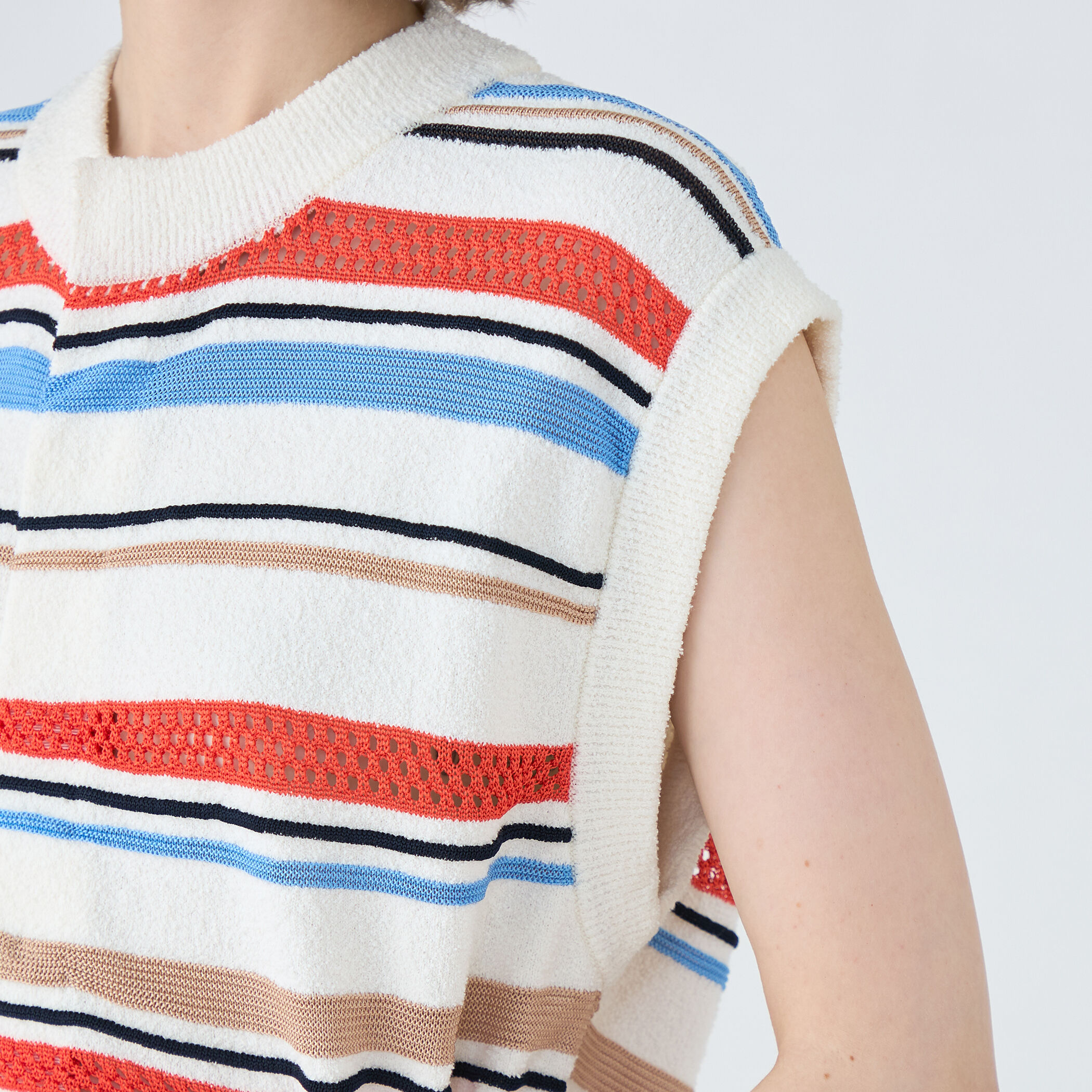 パイルボーダー クルーネックベスト｜トゥモローランド 公式通販