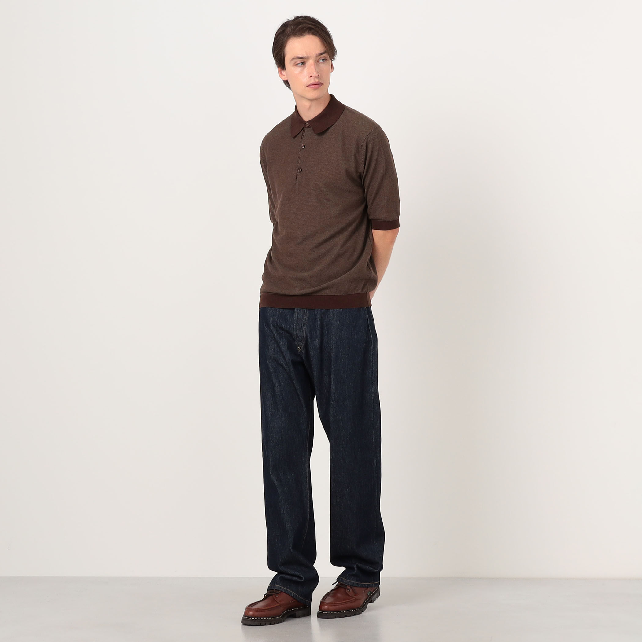 別注】JOHN SMEDLEY 30Gハニカム編み ニットポロ ISIS