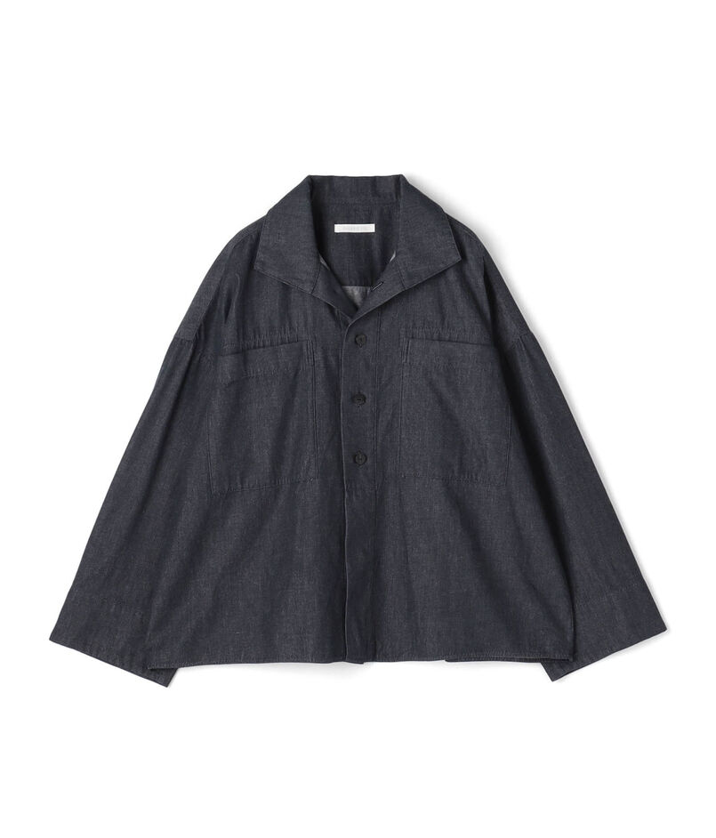 コットンダンガリー オープンカラーシャツ