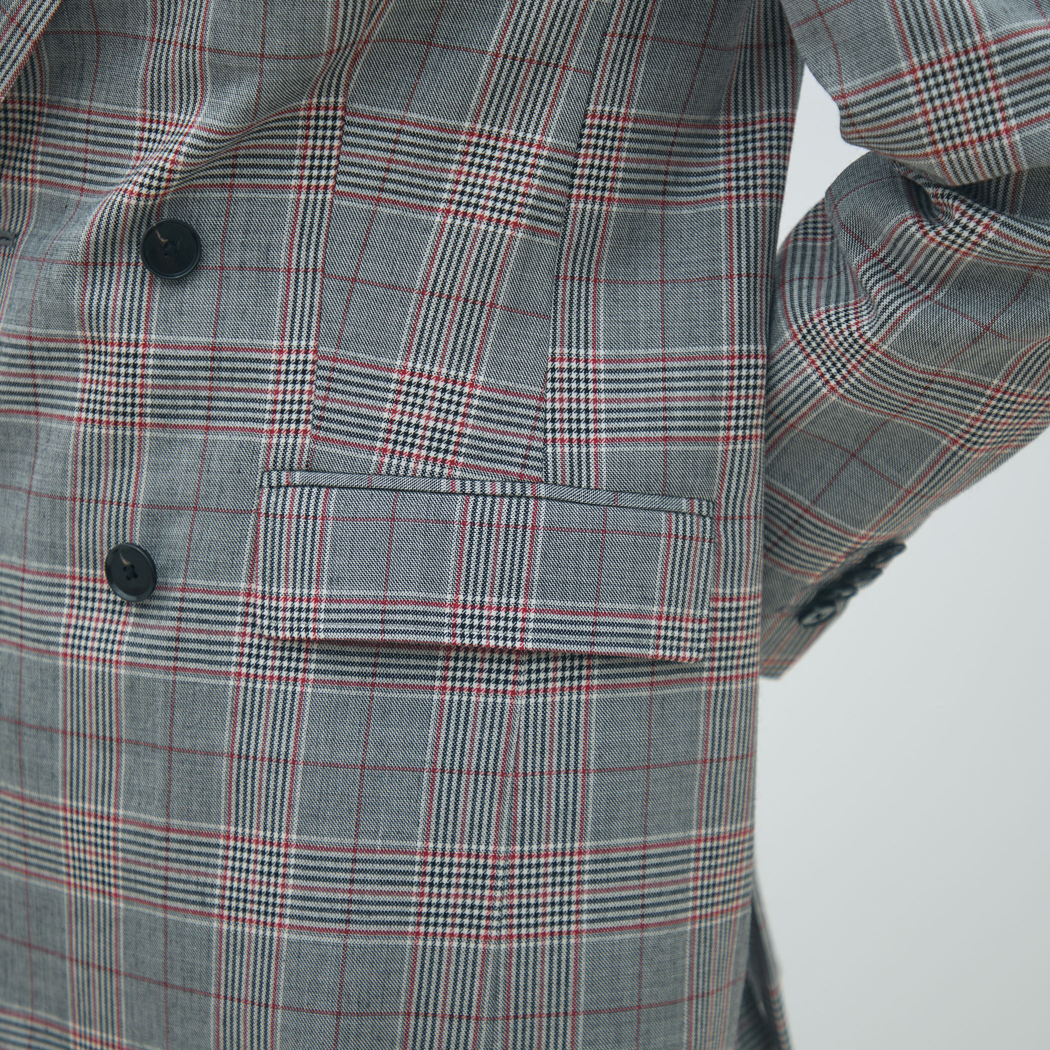 ライトウールチェック ダブルブレストジャケット｜トゥモローランド