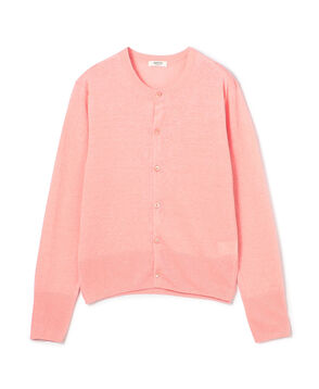 プレーンリネン クルーネックカーディガン