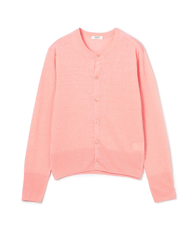 プレーンリネン クルーネックカーディガン