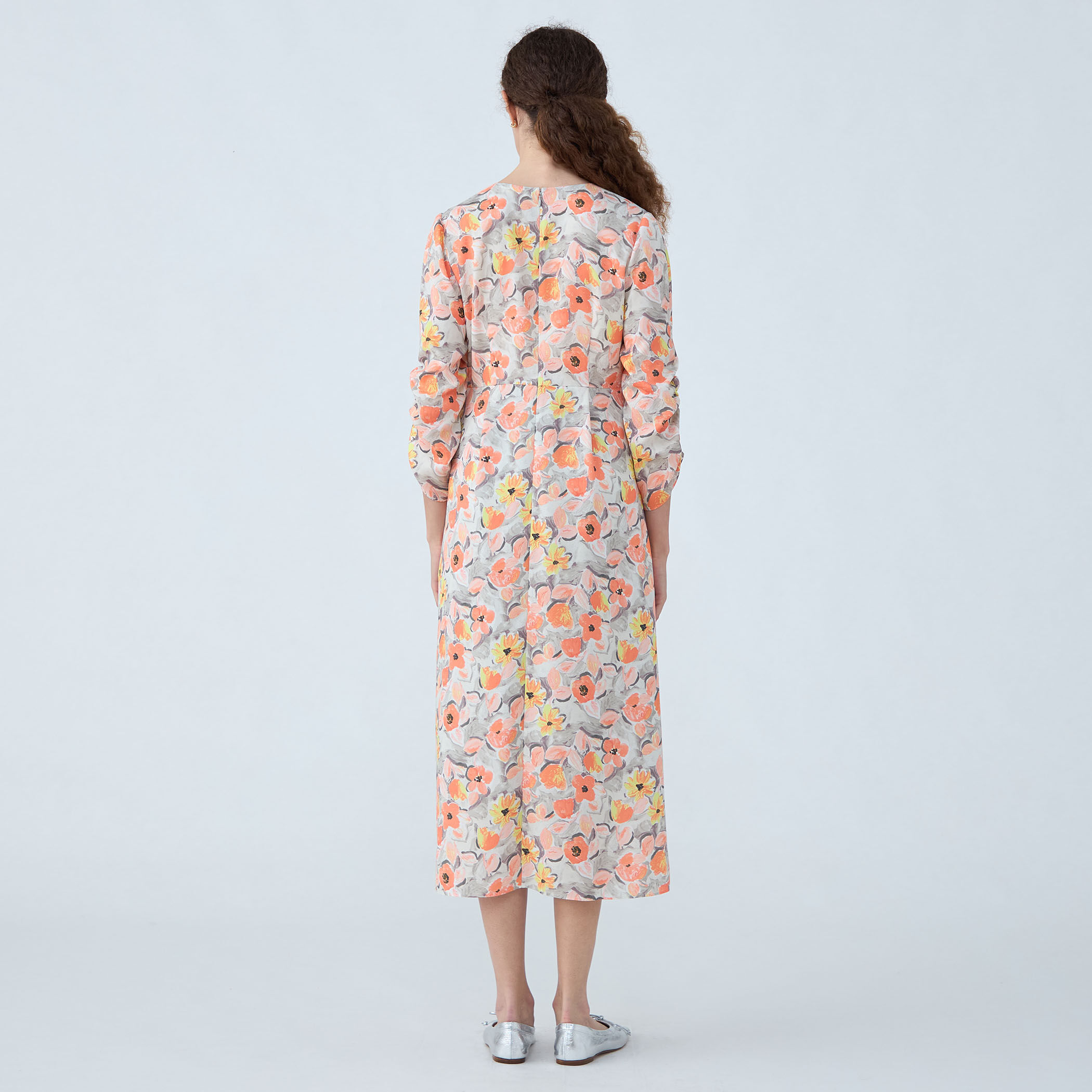 Ballsey フラワープリント　プリーツワンピース　トゥモローランド □スプリングフラワープリント ドロストギャザーワンピース