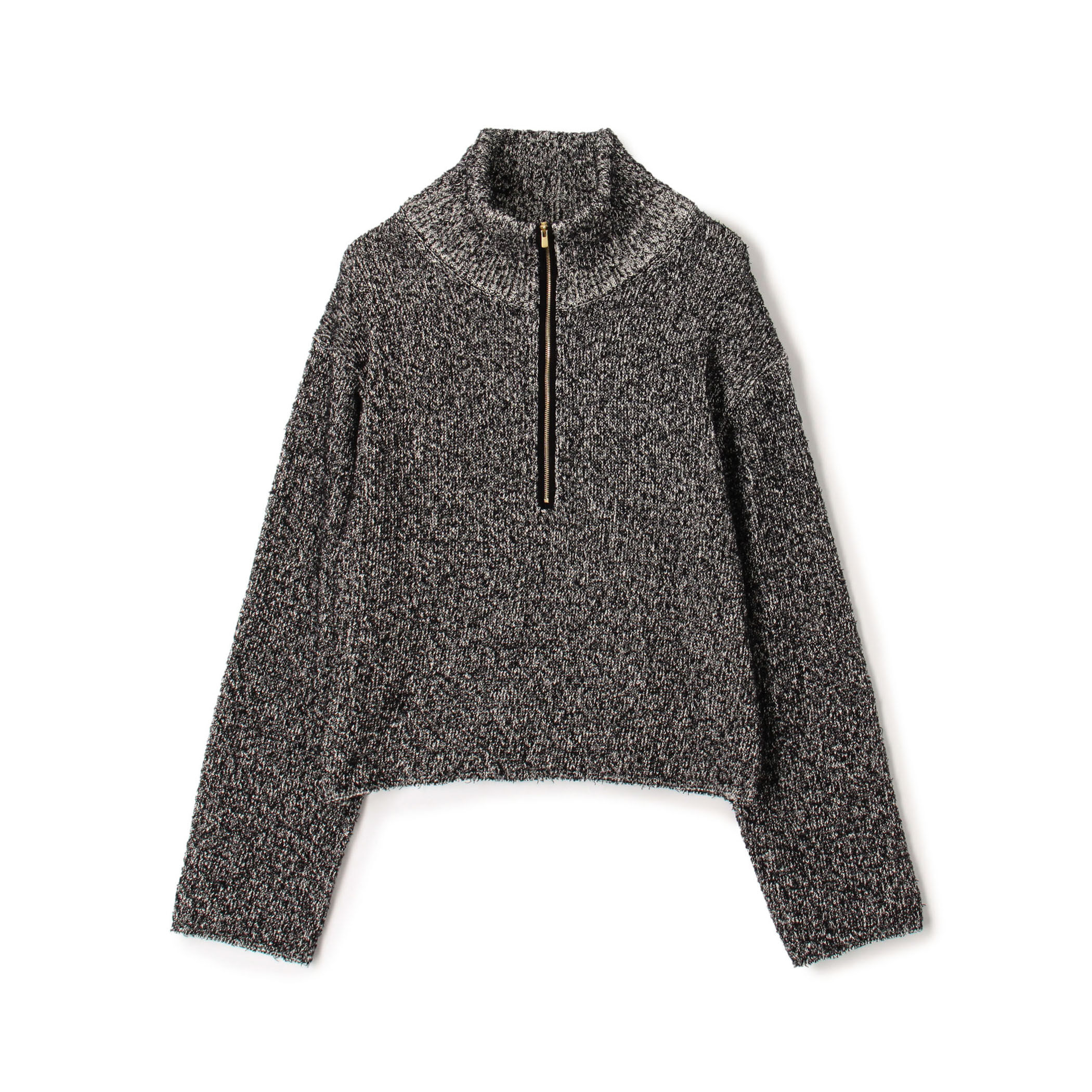 カード×カールヤーンニット ハーフジッププルオーバー
