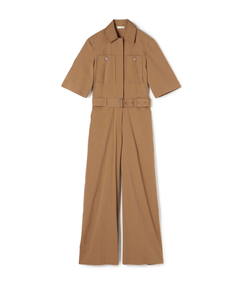 stretch Poplin half sleeve jumpsuit