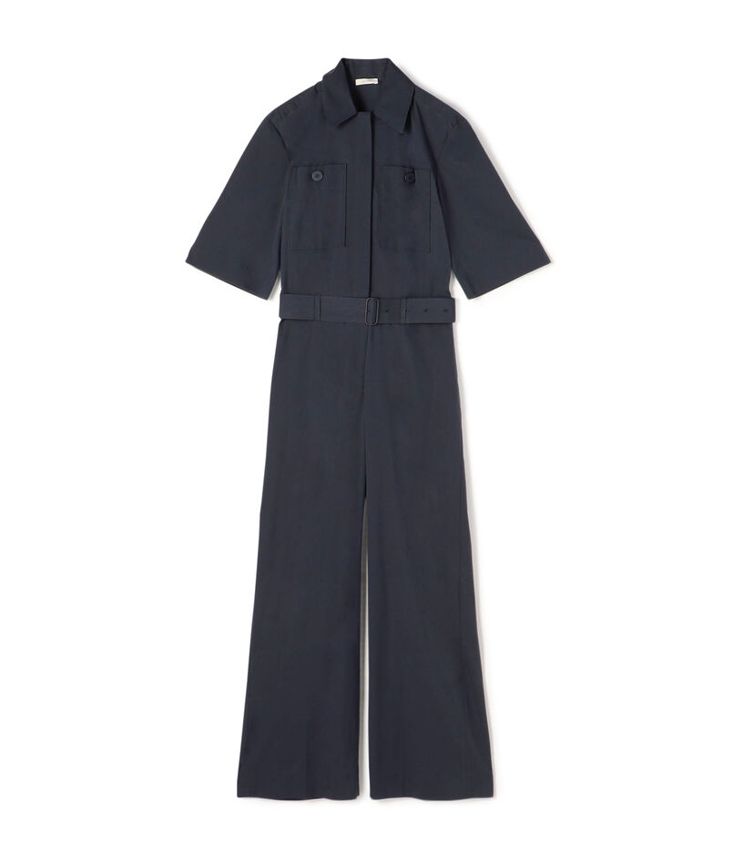 stretch Poplin half sleeve jumpsuit