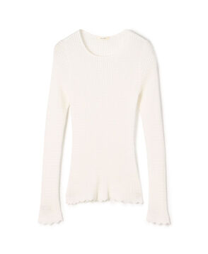 コットンアセテートリブ クルーネックプルオーバー