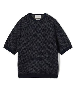 TOMORROWLAND tricot ジオメトリック柄 コットンハーフスリーブ ニット