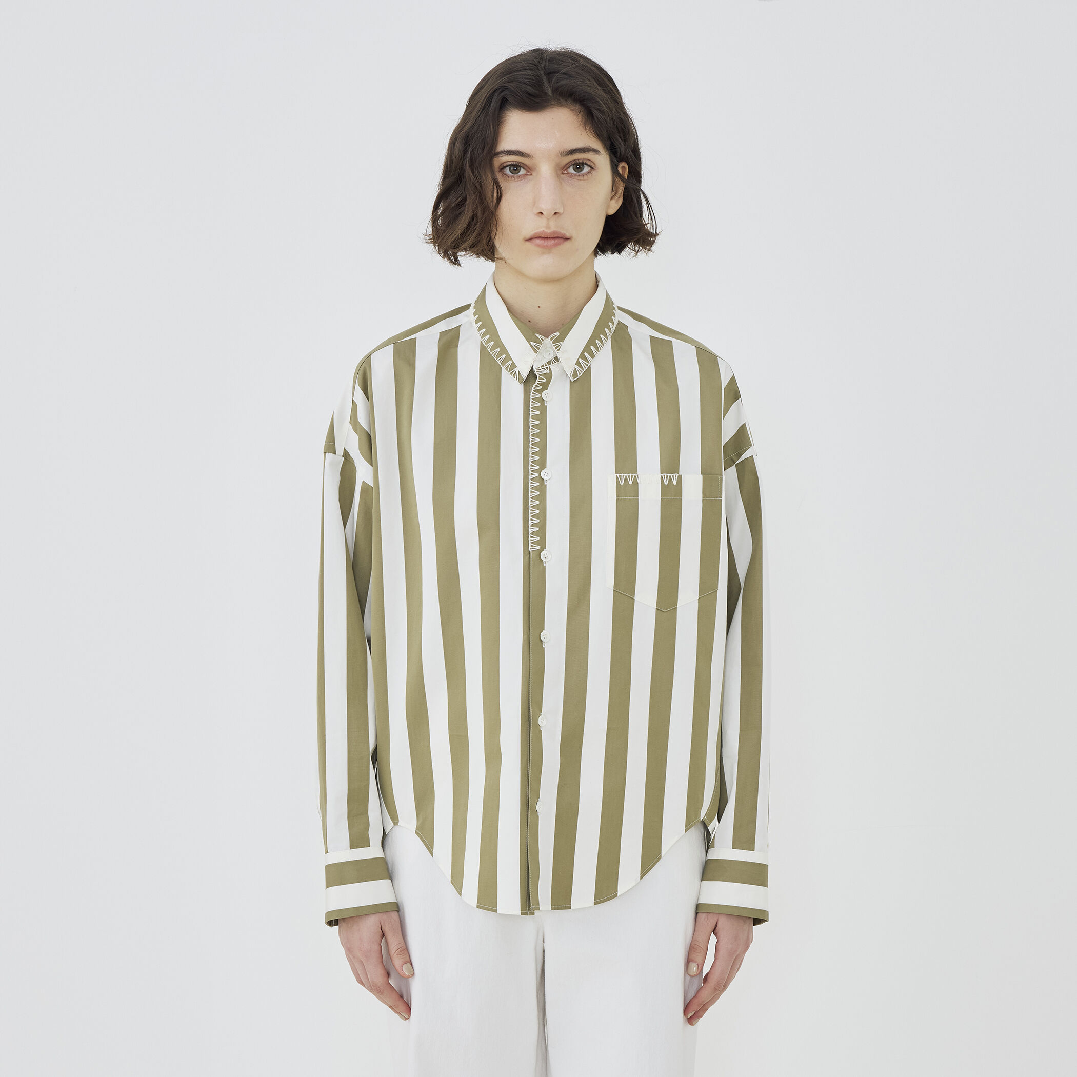 パラソルストライプ シェルシルエットシャツ｜トゥモローランド 公式通販