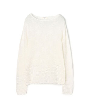 レーシーニット ボートネックプルオーバー