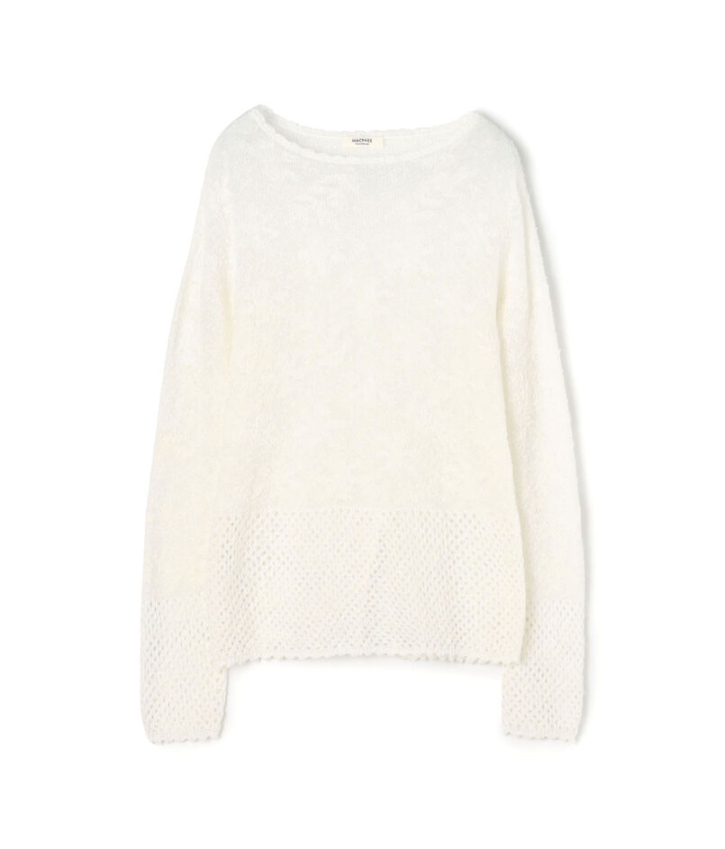 レーシーニット ボートネックプルオーバー