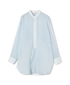 【WEB先行予約】コットンオーガンジー バンドカラーコンビシャツ