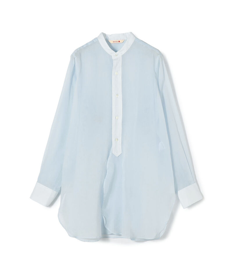 【WEB先行予約】コットンオーガンジー バンドカラーコンビシャツ