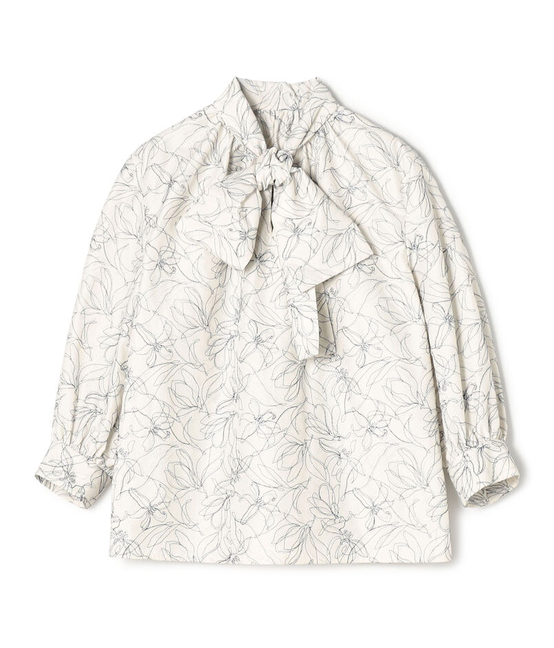 クロスステッチフラワーエンブロイダリー ボウタイブラウス