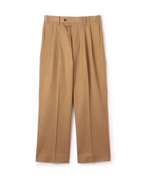 コットンキュプラ ツイル 2タックワイドストレートパンツ