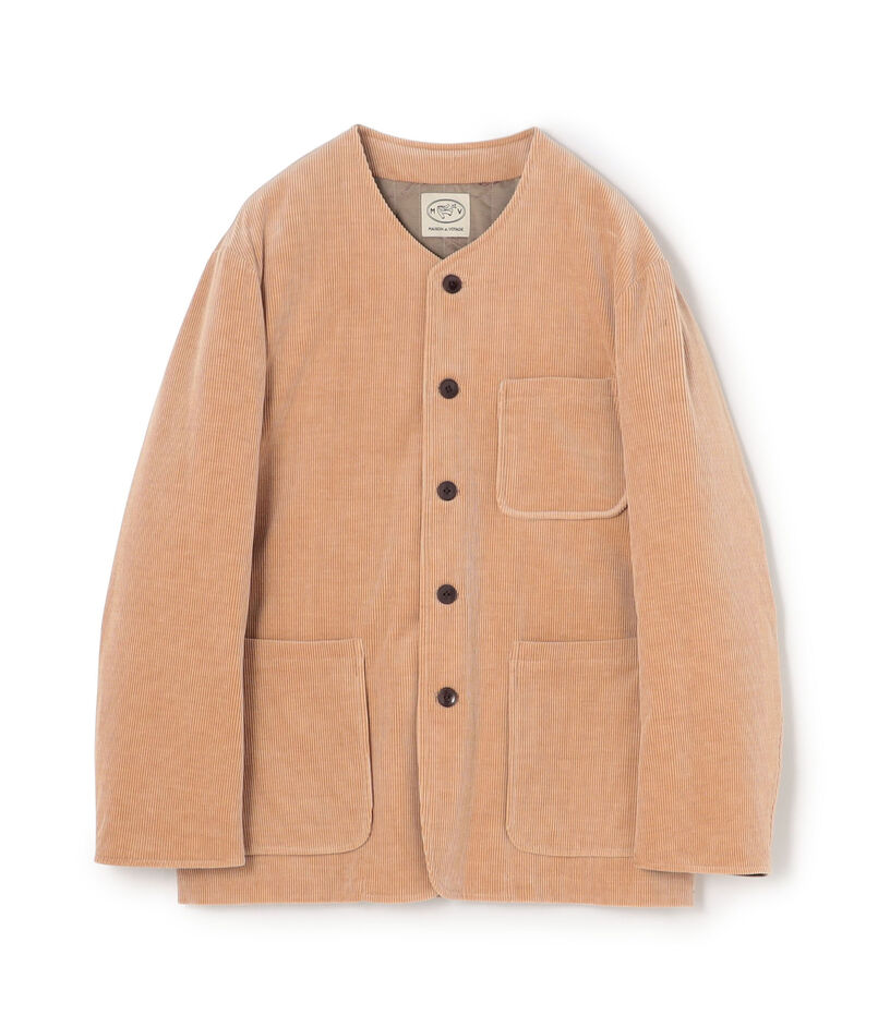 コットンウールコーデュロイ カラーレスジャケット SKY FALL